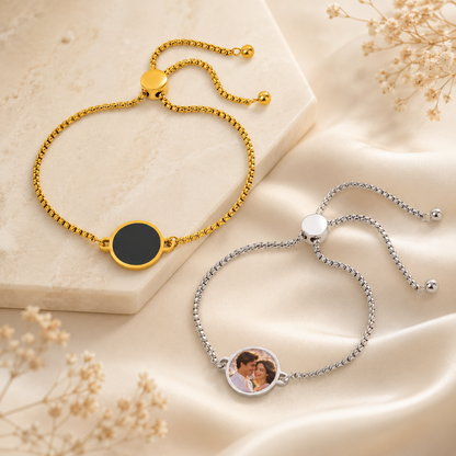 Personalized Heat-Activated Hidden Photo Adjustable Bracelet with Engraved Text