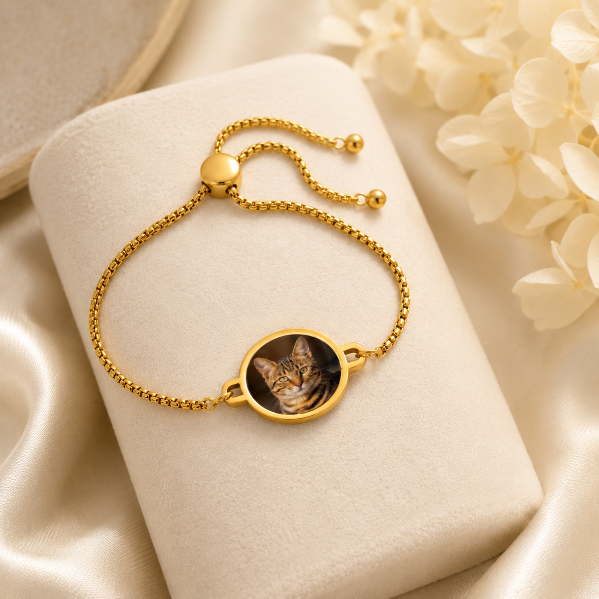 Personalized Heat-Activated Hidden Photo Adjustable Bracelet with Engraved Text