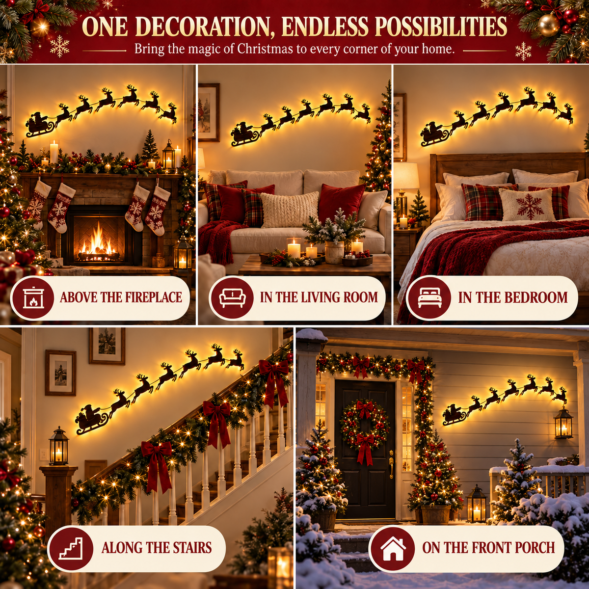 SantaGlow™ Christmas Sleigh Wall Lights