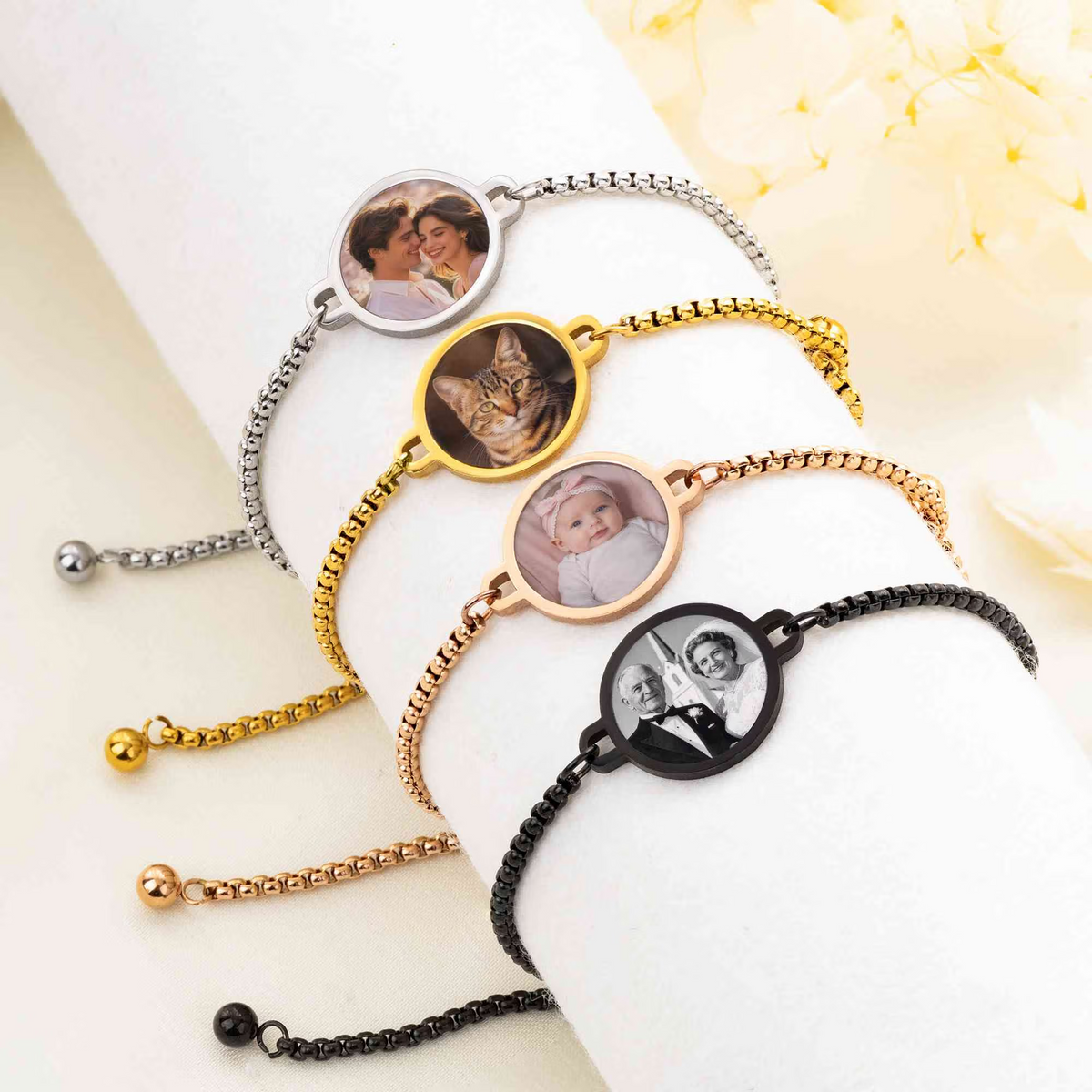 Personalized Heat-Activated Hidden Photo Adjustable Bracelet with Engraved Text