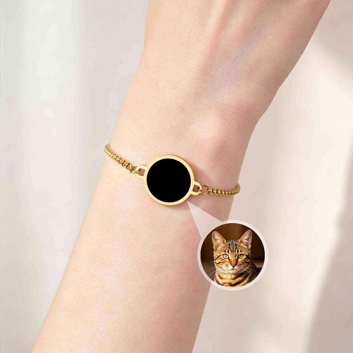 Personalized Heat-Activated Hidden Photo Adjustable Bracelet with Engraved Text