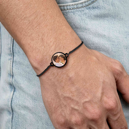 Personalized Heat-Activated Hidden Photo Adjustable Bracelet with Engraved Text