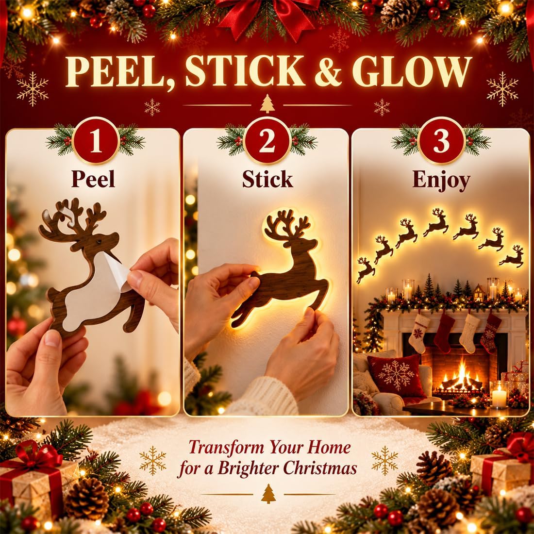 SantaGlow™ Christmas Sleigh Wall Lights