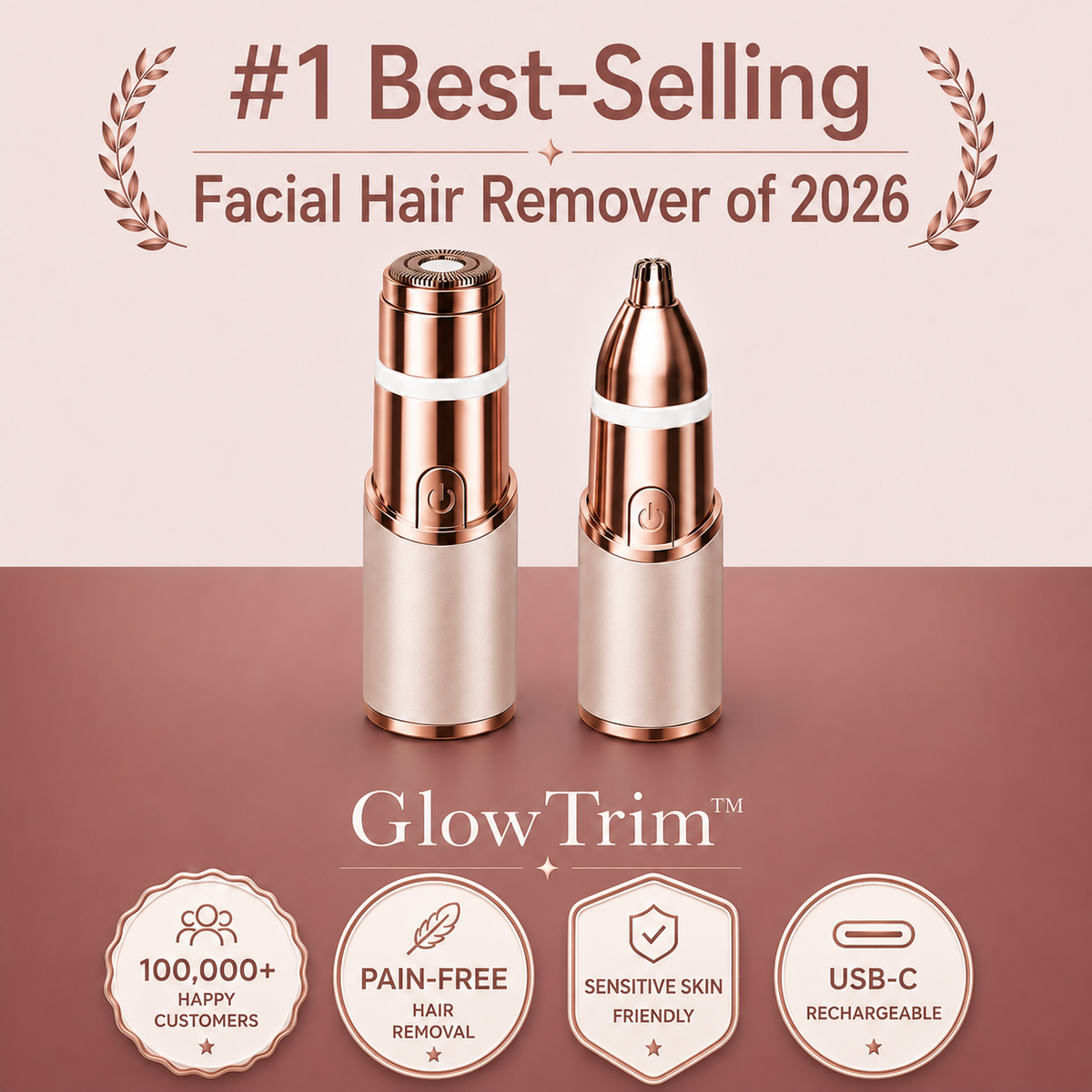 GlowTrim – 2-in-1 Eyebrow & Facial Hair Trimmer