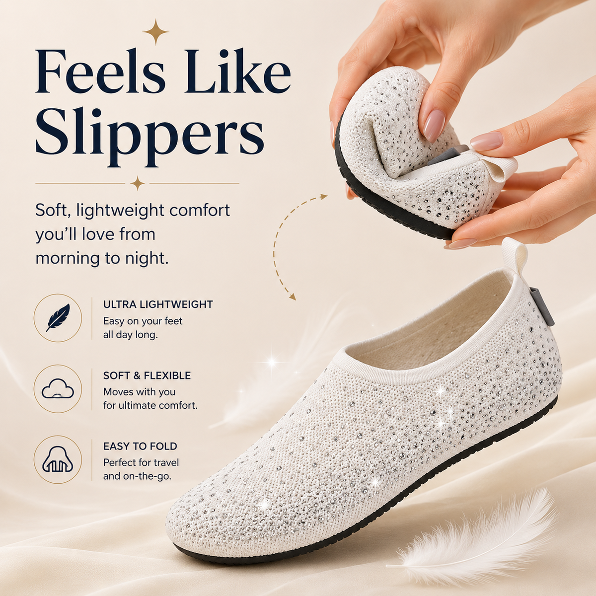 Glamies™ Crystal Comfort Slip-Ons