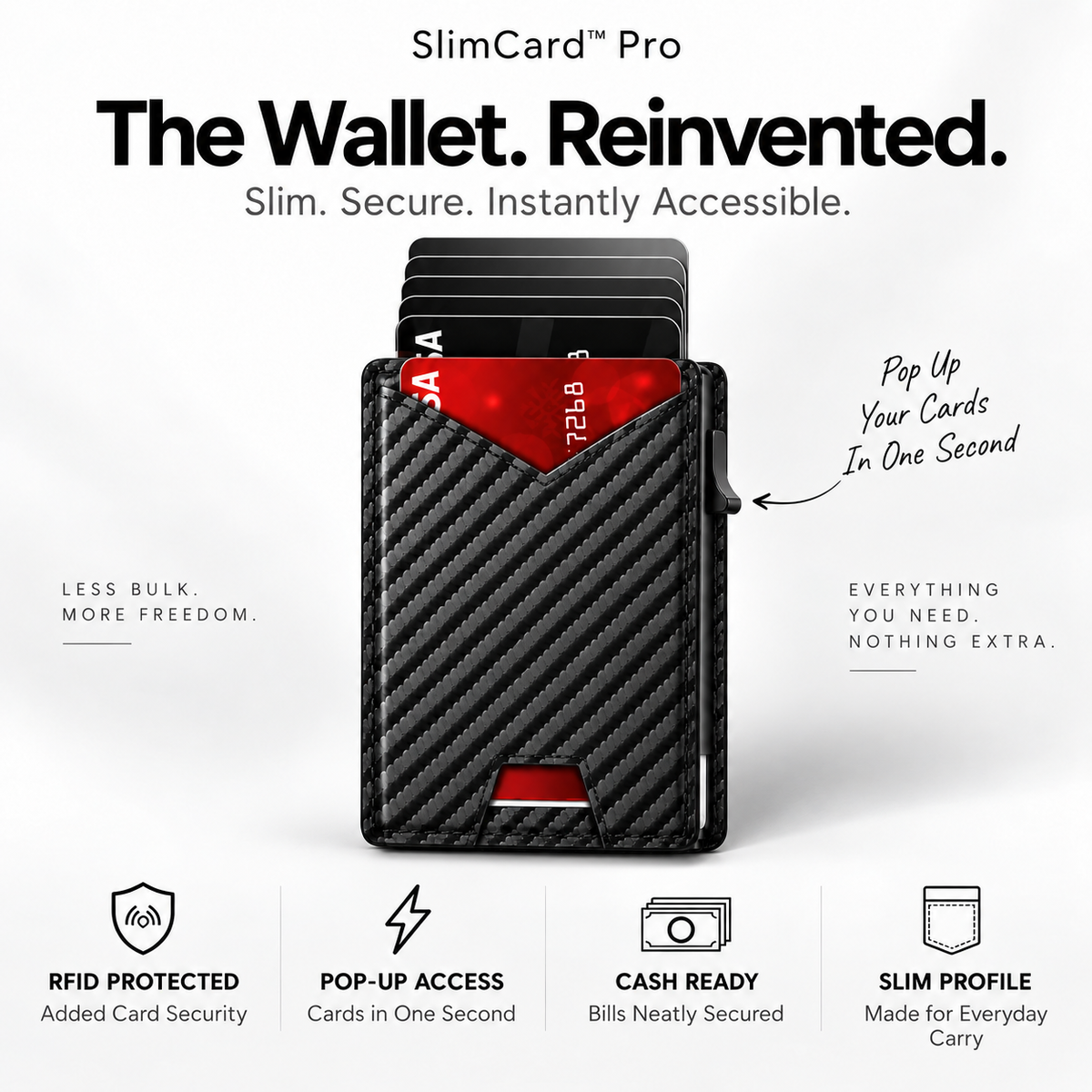 SlimCard™ Pro — RFID Pop-Up-pung
