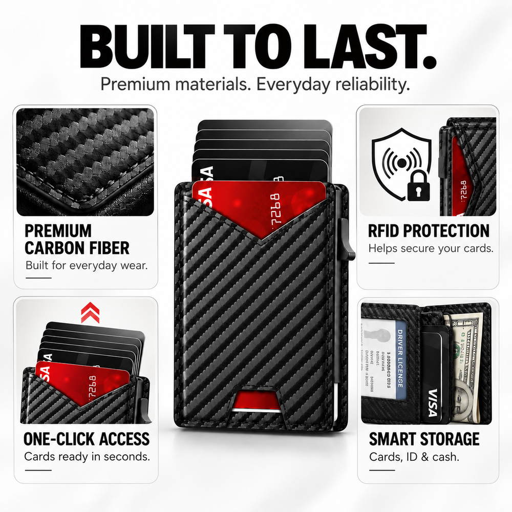 SlimCard™ Pro — RFID Pop-Up Wallet